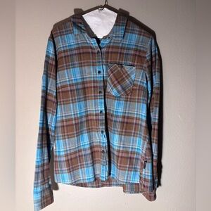 Patagonia Blue and Brown Plaid Button Down Shirt